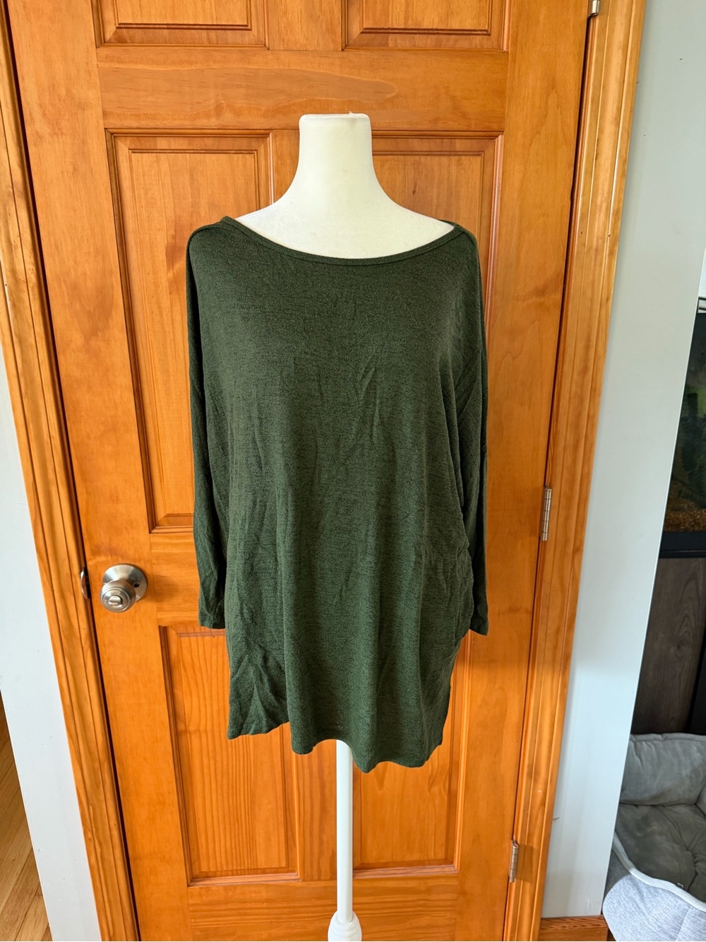 Don’t Stop Believing Women’s Olive Green Boatneck Tunic Top